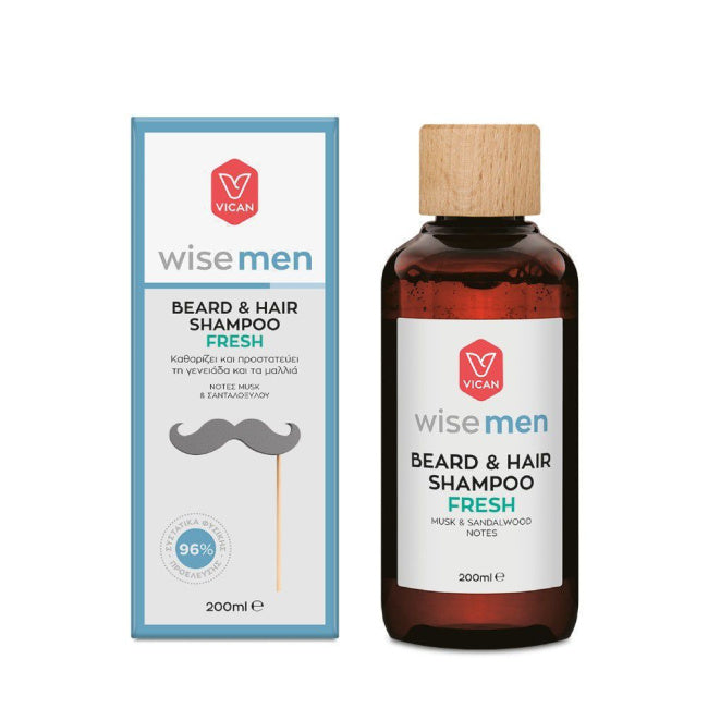 Vican Wise Men Beard & Hair Shampoo Fresh Σαμπουάν για τα Μαλλιά και τη Γενειάδα 200ml