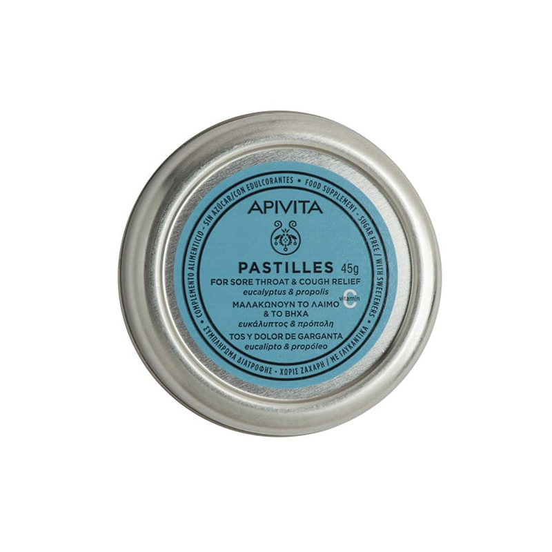 APIVITA PASTILLES ΠΑΣΤΙΛΙΕΣ ΓΙΑ ΤΟΝ ΠΟΝΕΜΕΝΟ ΛΑΙΜΟ ΚΑΙ ΤΟ ΒΗΧΑ ΜΕ ΕΥΚΑΛΥΠΤΟ και ΠΡΟΠΟΛΗ 45GR