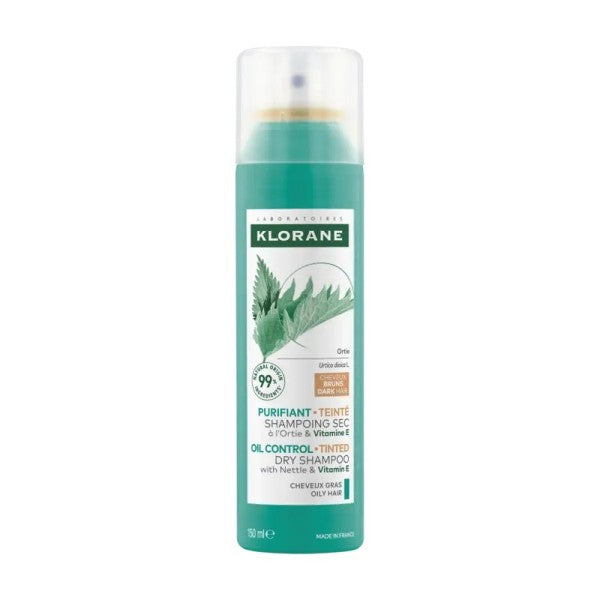Klorane Dry Shampoo with Nettle Oil Control Ξηρό Σαμπουάν με Τσουκνίδα για Καστανά-Σκούρα Λιπαρά Μαλλιά, 150ml