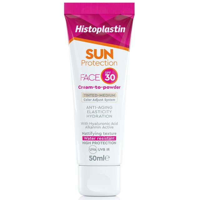 Histoplastin Sun Protection Tinted Face Cream to Powder Medium SPF30+ Αντηλιακή Κρέμα Προσώπου με Χρώμα, 50ml