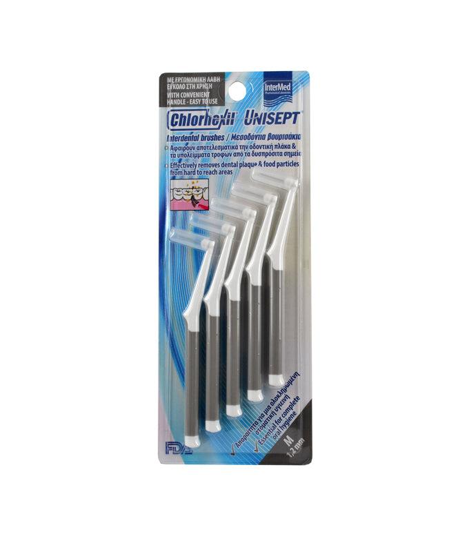 Intermed Chlorhexil Interdental Brushes Μεσοδόντια Βουρτσάκια M 1.2mm, (Γκρι) 5τμχ