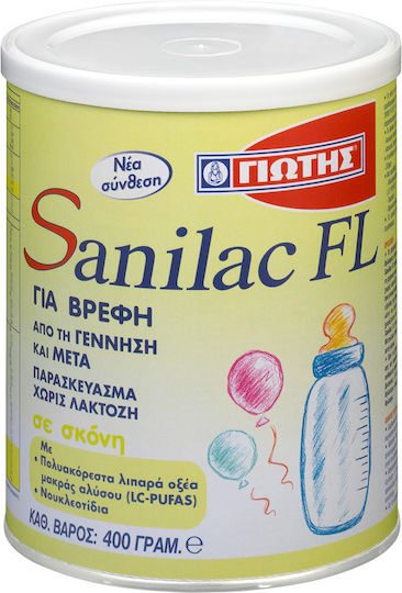 Γιώτης Sanilac FL Βρεφικό Γάλα Χωρίς Λακτόζη Κατάλληλο Από Τη Γέννηση 400 gr