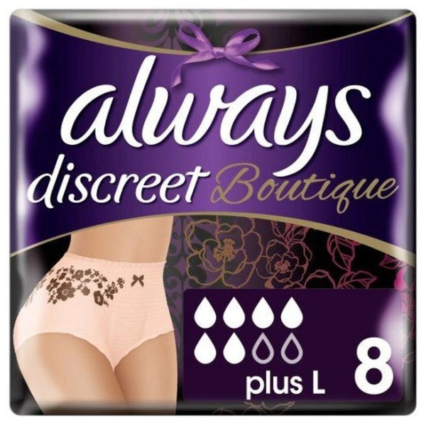 Always Discreet Boutique Pants Plus Large 8τμχ σερβιετες για Ακράτεια