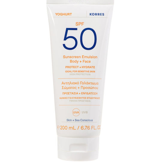 Korres Yoghurt Sunscreen Emulsion Body & Face Αντηλιακό Γαλάκτωμα Σώματος & Προσώπου SPF50, 200ml