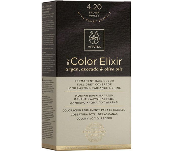 Apivita My Color Elixir Βαφή Μαλλιών με Έλαιο Ελιάς Argan και Αβοκάντο - Απόχρωση Νο 4.20 Καστανό Βιολετί 50ml