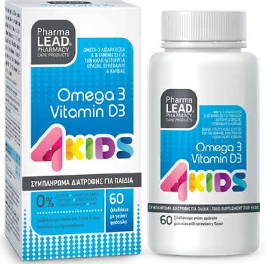 Pharmalead 4 Kids Omega 3 & Vitamin D3 Κατάλληλο για Παιδιά 60 ζελεδάκια Φράουλα