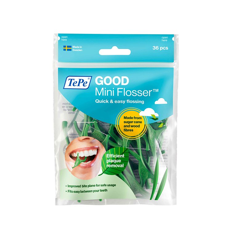 Tepe Good Mini Flosser Οδοντικό Νήμα με Λαβή από Ζαχαροκάλαμο 36τμχ