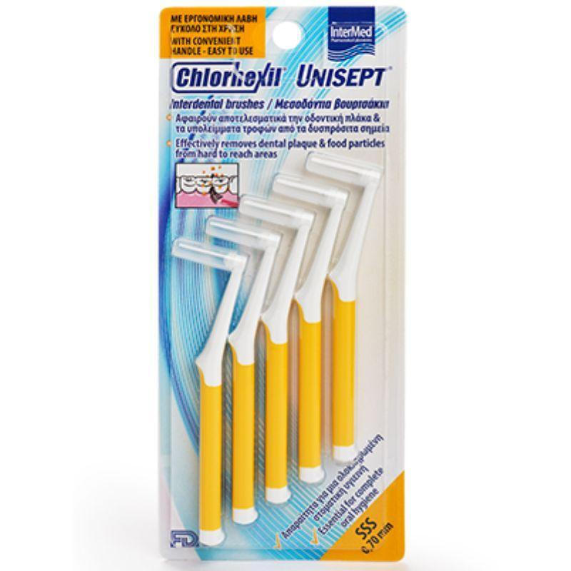 Intermed Ergonomic Μεσοδόντια Βουρτσάκια με Λαβή 0.7mm Κίτρινα 4τμχ