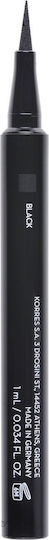 Korres - Liquid Eyeliner Pen 01 Black - Αδιάβροχο eyeliner σε μορφή μαρκαδόρου για έντονο αποτέλεσμα και εύκολη, ακριβή εφαρμογή που διαρκεί όλη τη μέρα. 1ml