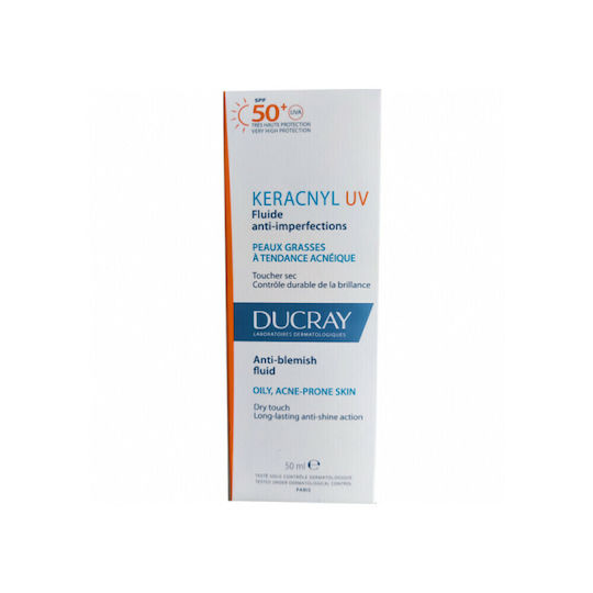 Ducray Keracnyl SPF50+ Fluide Λεπτόρρευστη Αντηλιακή Κρέμα προσωπου κατά των Ατελειών, 50ml
