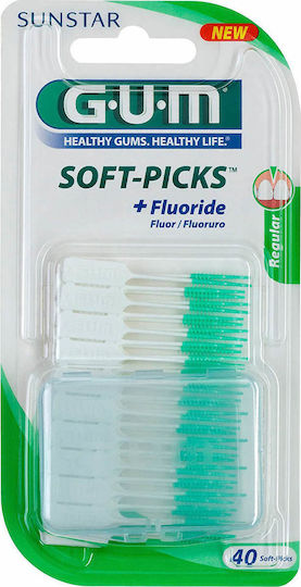 GUM Soft-Picks Fluoride Μεσοδόντιες Οδοντογλυφίδες Regular Πράσινες 40τμχ