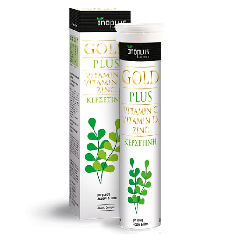 Ino Plus Πολυβιταμίνη Gold Plus Vitamin C, Vitamin D3 & Zinc Lemon Lime & Vitamin C 500mg για Ενέργεια & Ενίσχυση του Ανοσοποιητικού