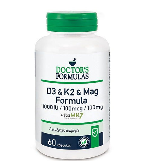 DOCTOR'S FORMULAS D3 & K2 & Mag Formula Συμπλήρωμα Διατροφής για την Υγεία των Οστών & των Μυών 60 κάψουλες