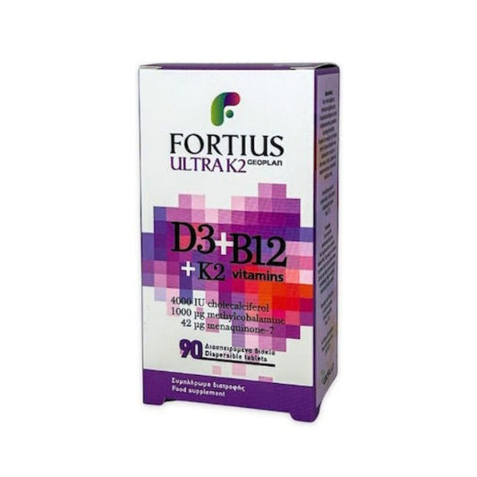 Geoplan Fortius Ultra K2+D3+B12 Βιταμίνη 90 διασπειρόμενα δισκία