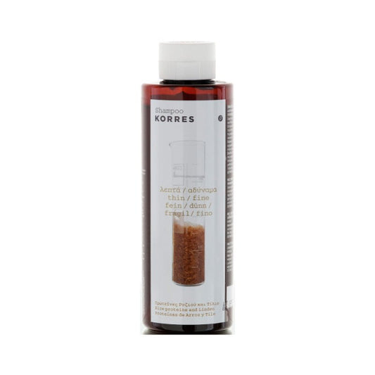 KORRES σαμπουάν για λεπτά & αδύναμα μαλλιά με πρωτεΐνες ρυζιού & τίλιο 250ml