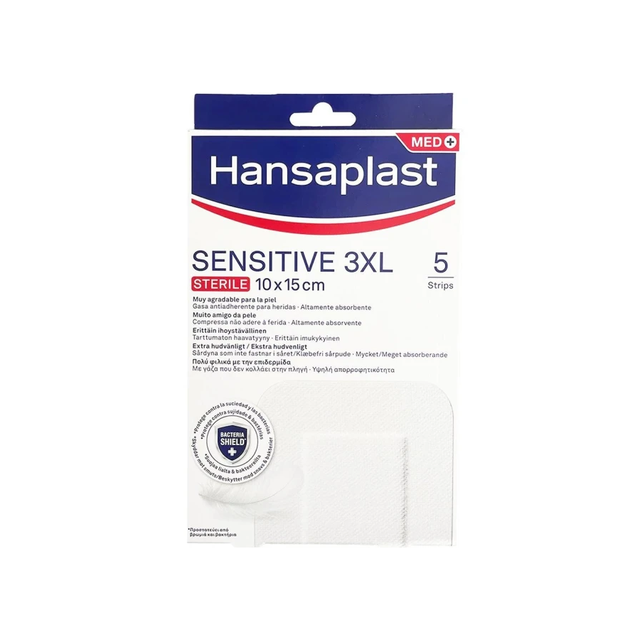 Hansaplast Sensitive 3XL Sterile Αυτοκόλλητα Επιθέματα 5 Τεμάχια [10x15cm]