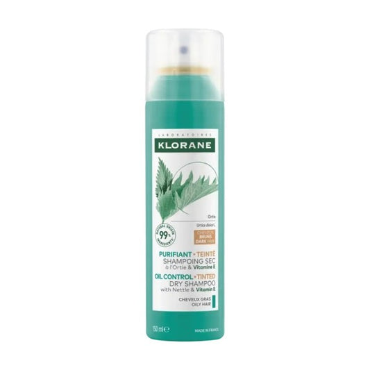 Klorane Dry Shampoo with Nettle Oil Control Ξηρό Σαμπουάν με Τσουκνίδα για Καστανά-Σκούρα Λιπαρά Μαλλιά, 150ml
