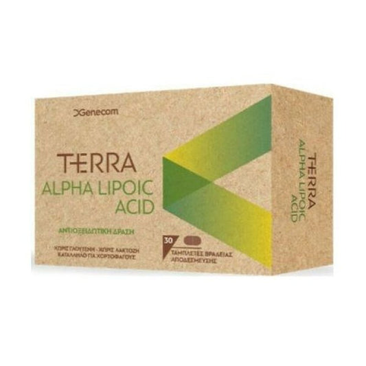 Genecom Terra Alpha Lipoic Acid Συμπλήρωμα Διατροφής με Άλφα Λιποϊκό Οξύ για Αντιοξειδωτική δράση, 30tabs