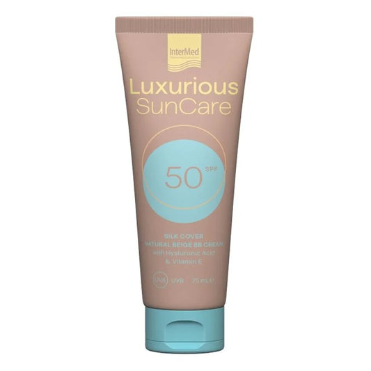 Intermed Luxurious Silk Cover Natural Beige SPF50 Υψηλή Αντηλιακή Προστασία Προσώπου με Ήπια Καλυπτικότητα με Χρώμα 75ml