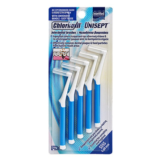 Intermed Chlorhexil Interdental Brushes SSSS 0,6mm Μεσοδόντια Βουρτσάκια Μπλε, 5 τμχ