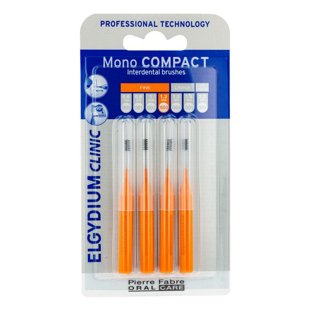 Elgydium Mono Compact Orange (0.6) Μεσοδόντια Βουρτσάκια Πορτοκαλί, 4τμχ