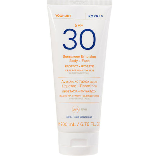 Korres Yoghurt Αντηλιακό Γαλάκτωμα Προσώπου & Σώματος SPF30 200ml