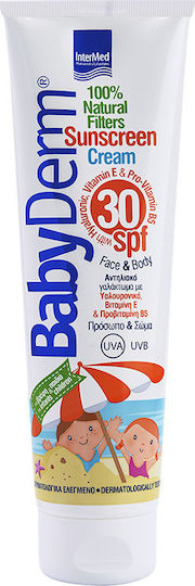 InterMed BabyDerm Sunscreen Cream 100% Natural Filters SPF30 Face & Body Αντηλιακό Γαλάκτωμα για Πρόσωπο & Σώμα 300ml