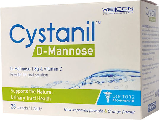 Wellcon Cystanil D Mannose Σκόνη για Πόσιμο Διάλυμα για το Ουροποιητικό Σύστημα 28 Φακελάκια x 1.8gr