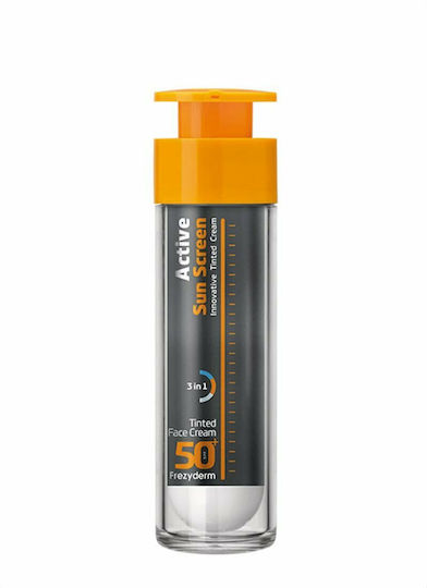 Frezyderm Active Sun Screen Innovative Tinted Αδιάβροχη Αντηλιακή Κρέμα Προσώπου SPF50 με Χρώμα 50ml
