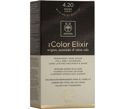 Apivita My Color Elixir Βαφή Μαλλιών με Έλαιο Ελιάς Argan και Αβοκάντο - Απόχρωση Νο 4.20 Καστανό Βιολετί 50ml