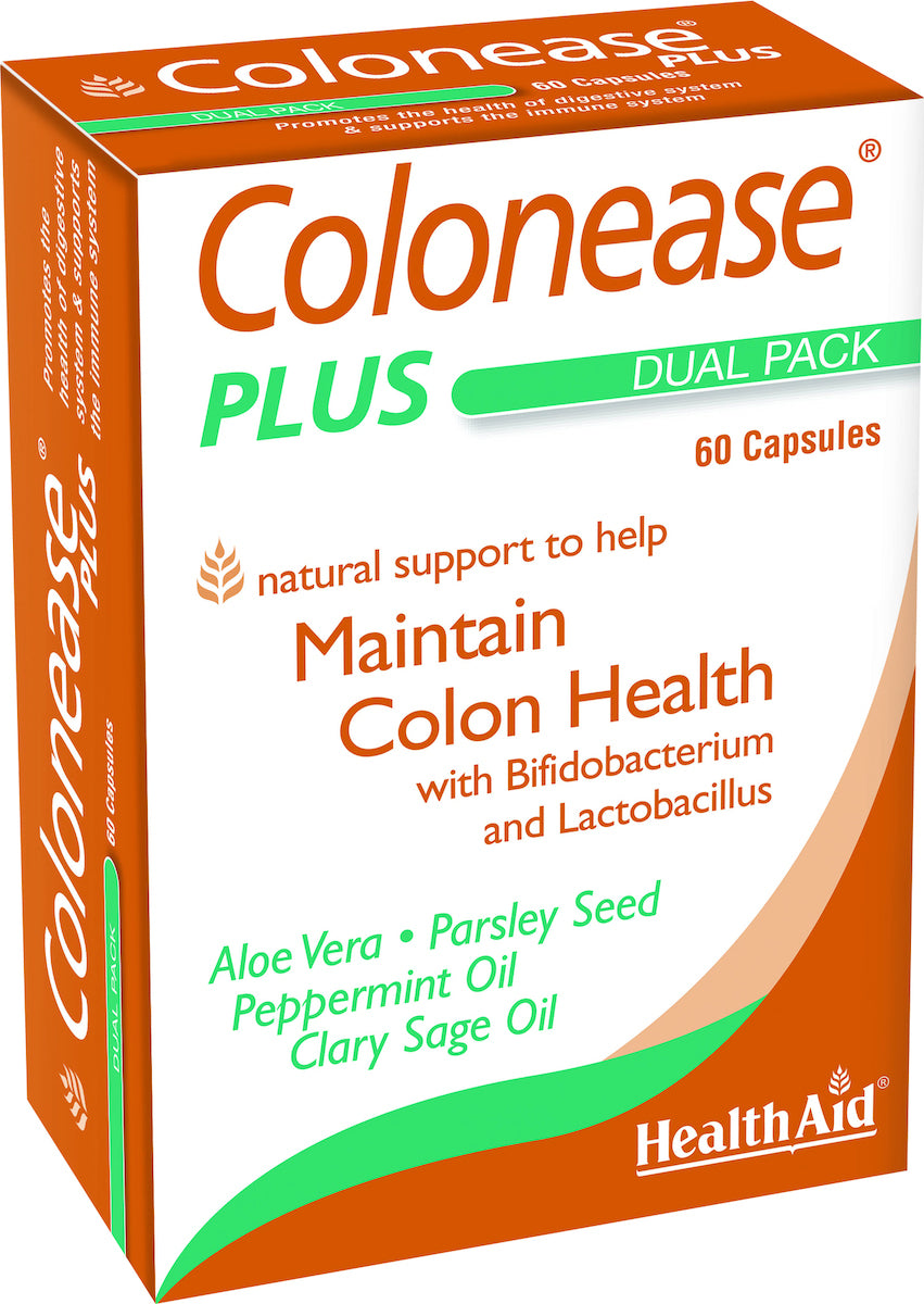 Health Aid Colonease Plus 30+30 caps - Αλόη, φυσικά έλαια & προβιοτικά για υγιές έντερο