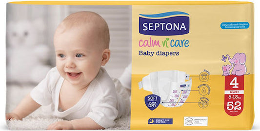 SEPTONA Βρεφικές πάνες No4 MAXI (8-13kg) 52τεμ.