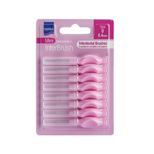 Intermed Ergonomic Mini Μεσοδόντια Βουρτσάκια με Λαβή Size 0 - 0.4mm Ροζ, 8τεμ