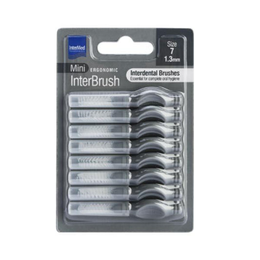 Intermed Ergonomic Mini Μεσοδόντια Βουρτσάκια με Λαβή 1.3mm Μαύρα 8τμχ
