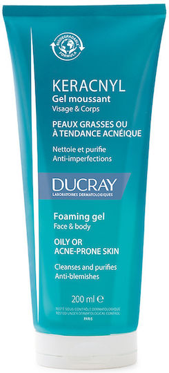Ducray Keracnyl Gel Καθαρισμού Προσώπου για Ακνεϊκές Επιδερμίδες 200ml
