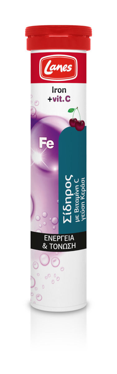 Lanes Iron & Vitamin C 20 αναβράζοντα δισκία Κεράσι
