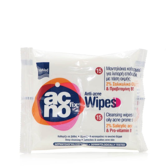 Acnofix Anti-Acne Wipes Μαντηλάκια κατά της Ακμής για Λιπαρές Επιδερμίδες 15τμχ
