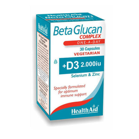 Health Aid BetaGlucan Complex Συμπλήρωμα για την Ενίσχυση του Ανοσοποιητικού 30 φυτικές κάψουλες