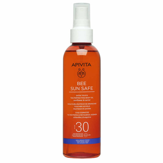 Apivita Bee Sun Safe Satin Touch The Perfecting Body Oil SPF30 Λάδι Σώματος για Μαύρισμα & Μεταξένια Αίσθηση, 200ml