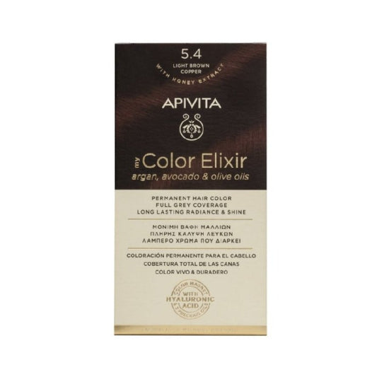 Apivita My Color Elixir Βαφή Μαλλιών με Έλαιο Ελιάς, Argan και Αβοκάντο - Απόχρωση Νο 5.4, Καστανό Ανοιχτό Χάλκινο 50ml