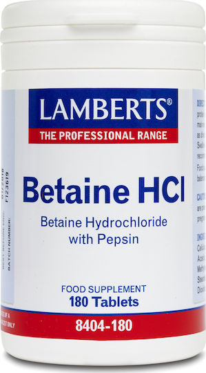 Lamberts Betaine HCI with Pepsin Ειδικό Συμπλήρωμα Διατροφής 180 ταμπλέτες