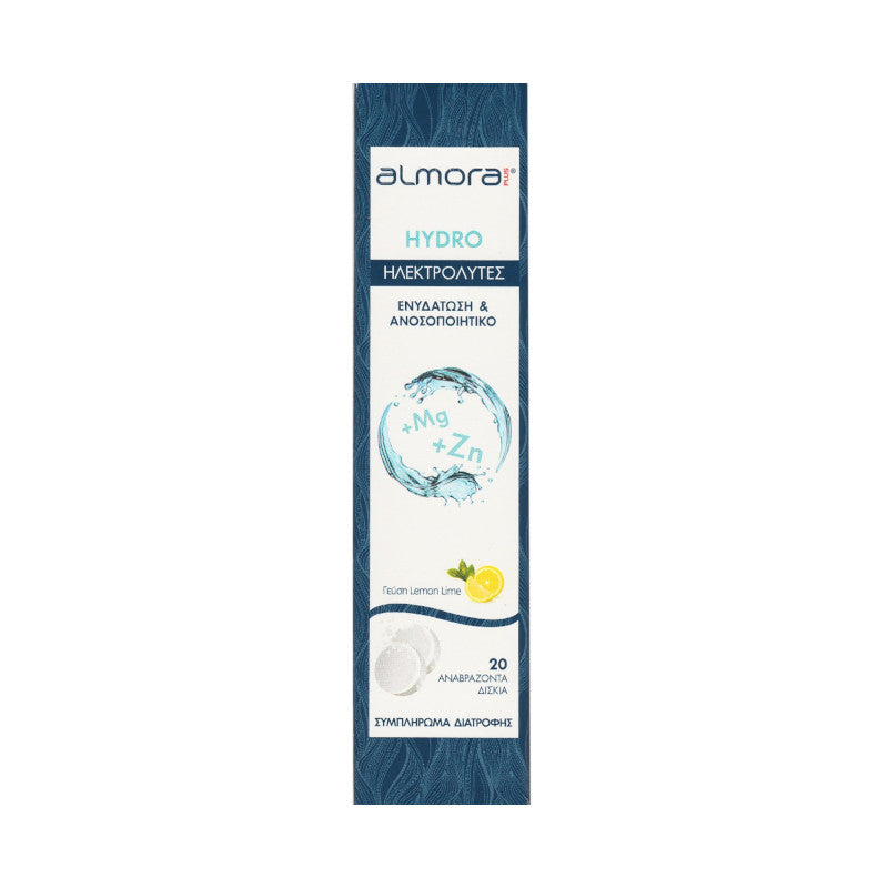 Almora PLUS® HYDRO Ηλεκτρολύτες για Ενυδάτωση Οργανισμού & Ενίσχυση Ανοσοποιητικού Λεμόνι 19 αναβράζοντα δισκία