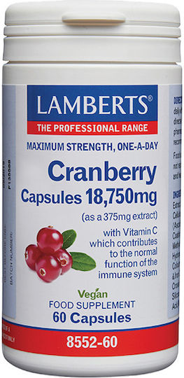 LAMBERTS Cranberry 18.750mg Συμπλήρωμα Διατροφής με Κράνμπερι για την Υγεία Ουροποιητικού Συστήματος 60tabs
