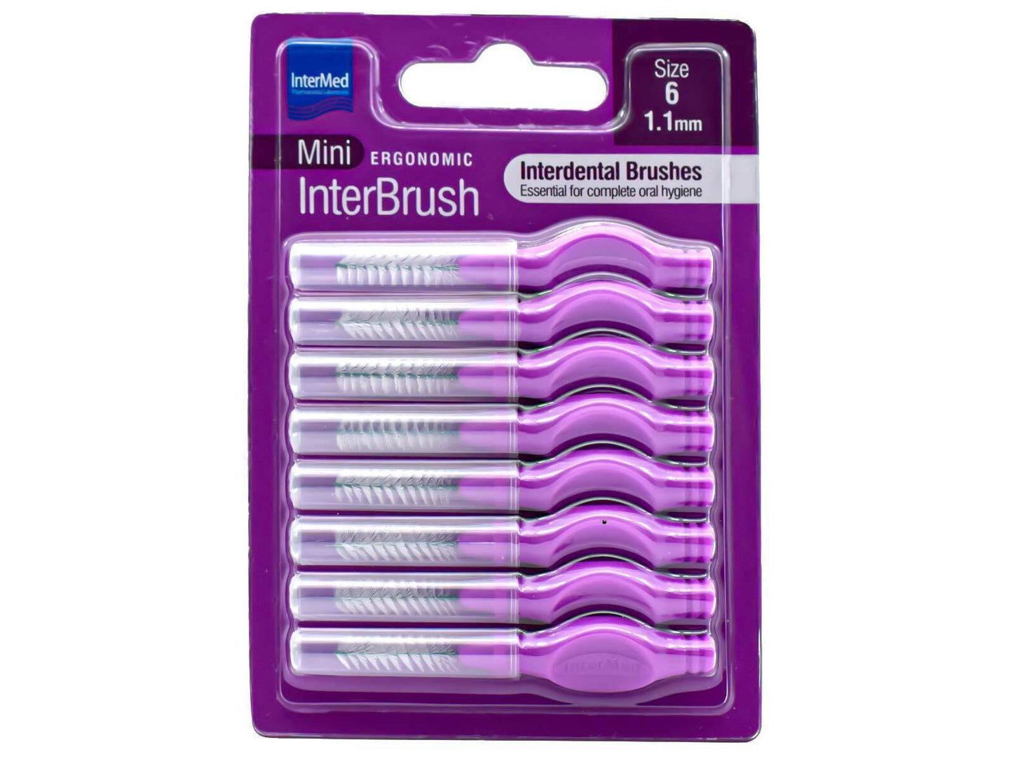 Intermed Ergonomic Mini Μεσοδόντια Βουρτσάκια με Λαβή 1.1mm Μωβ 8τμχ