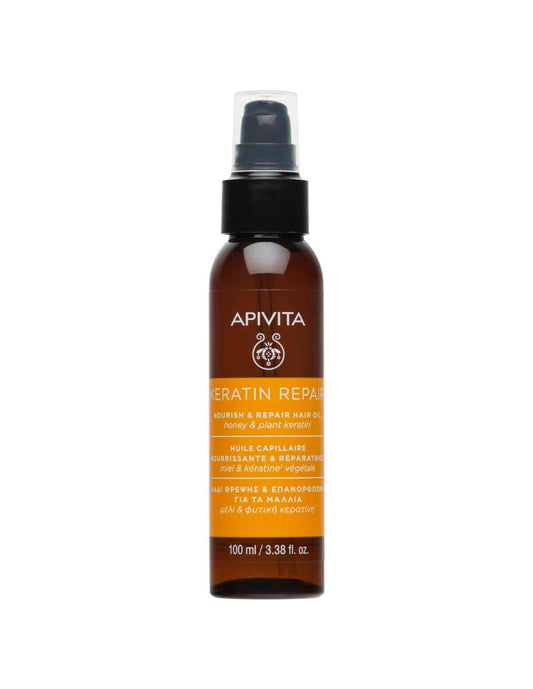 Apivita Keratin Repair Nourish & Repair Hair Oil Λάδι Θρέψης & Επανόρθωσης με Μέλι & Φυτική Κερατίνη, 100ml