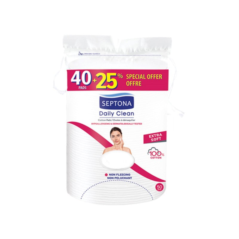 Septona Daily Clean Oval Δίσκοι Ντεμακιγιάζ από 100% Βαμβάκι 65τμχ
