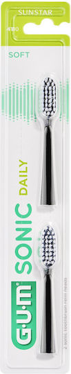 GUM Sonic Daily Ανταλλακτικές Κεφαλές για Ηλεκτρική Οδοντόβουρτσα Black 1τμχ